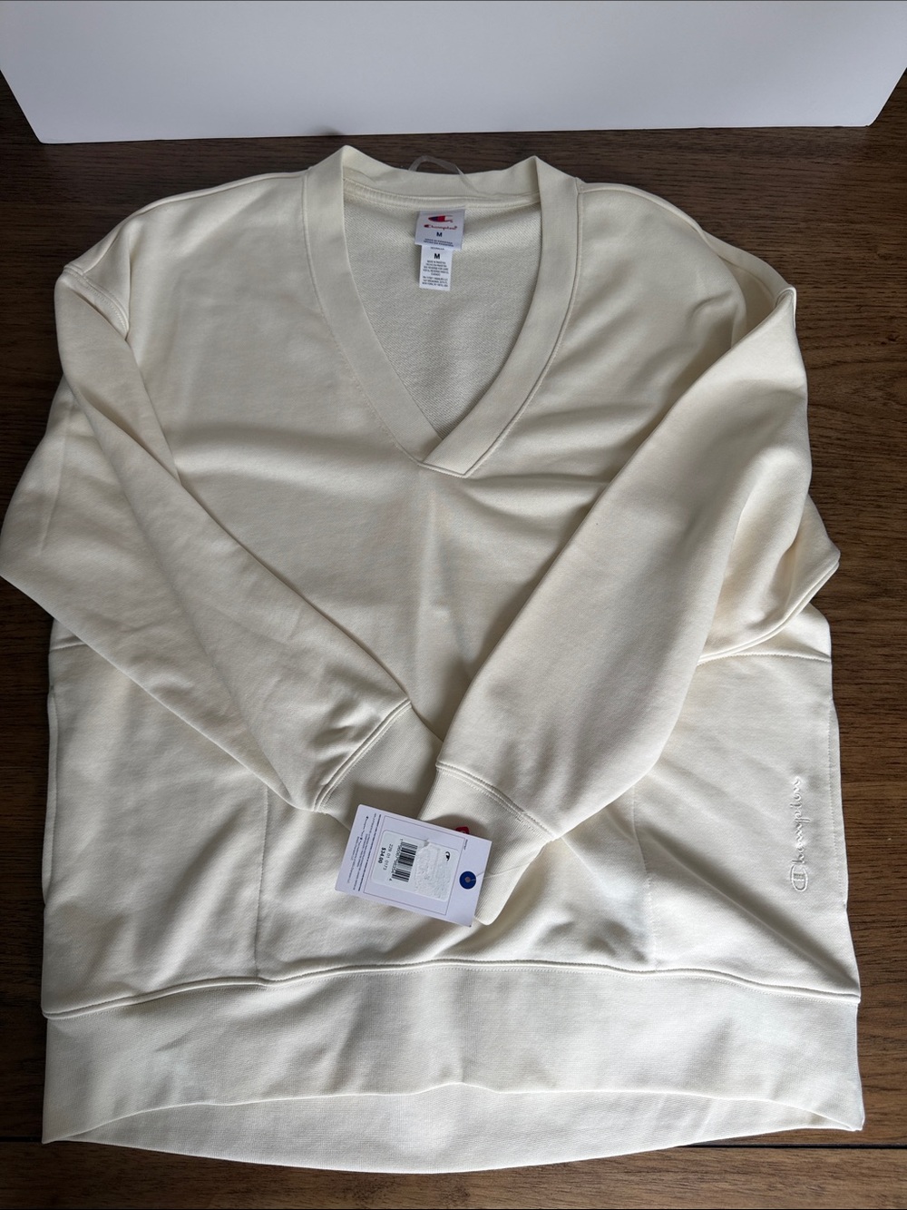 Champion Women’s V-Neck Sweatshirt in Cream